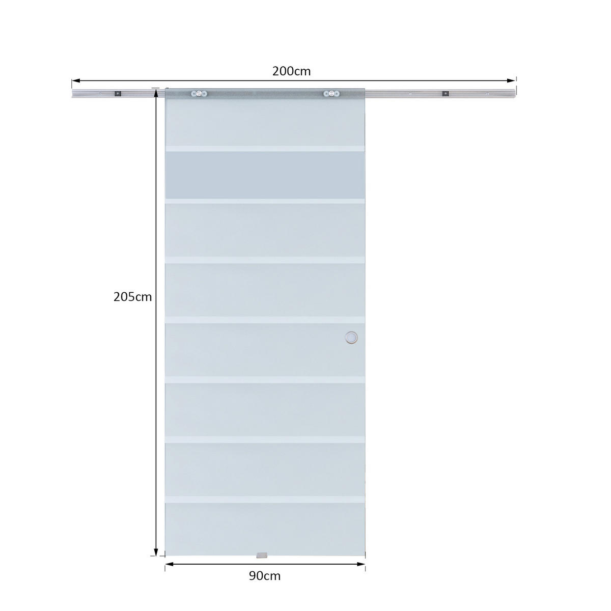 GLASSCHIEBETÜR Aluminium Sicherheitsglas Transparent - Transparent/Silberfarben, Glas/Metall (0.8/205/90cm) - HOMCOM
