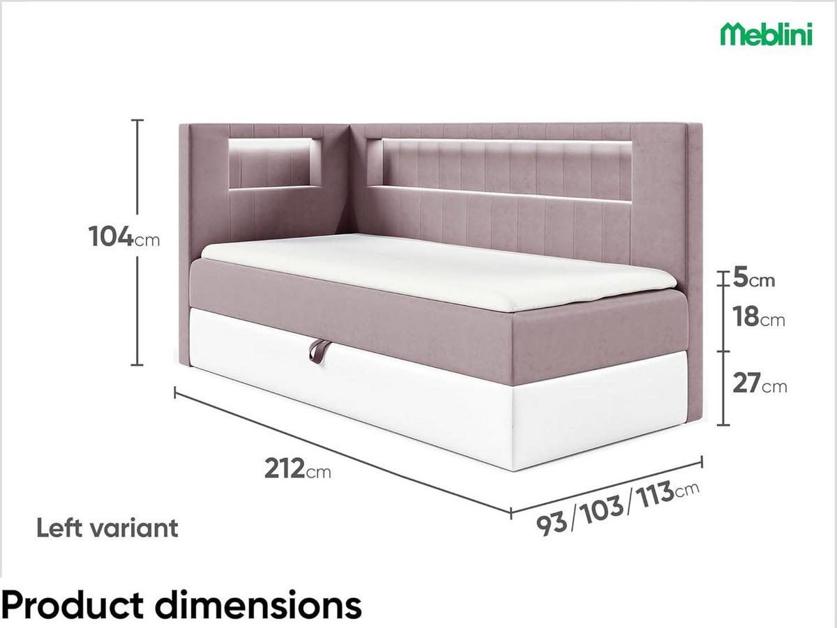 KINDERBETT GARETH 3 - Lila/Weiß, Holzwerkstoff (113/212cm) - Meblini