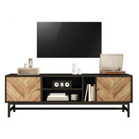 TV-SCHRANK 150/38/55 cm schwarz/natur aus Eisen und Spanplatte mit Stauraum - Hellbraun, Holzwerkstoff (150/55/38cm) - OKWISH