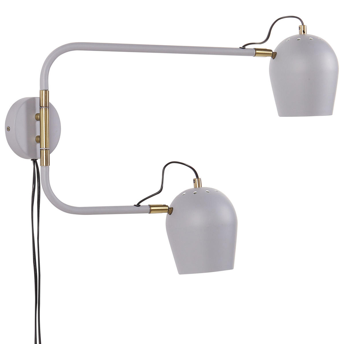 WANDLAMPE Grau/Weiß/Messing Estrella - Messingfarben/Weiß, Metall (13/56/54cm) - Beliani