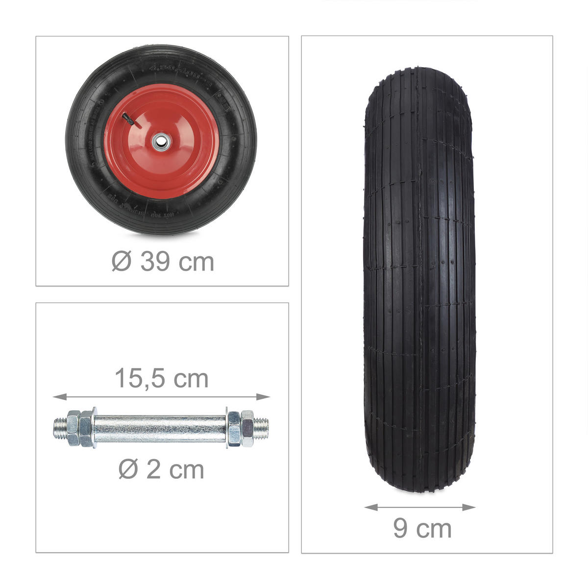 SCHUBKARRENRAD - Multicolor, Kunststoff/Metall (39/9/39cm) - Relaxdays