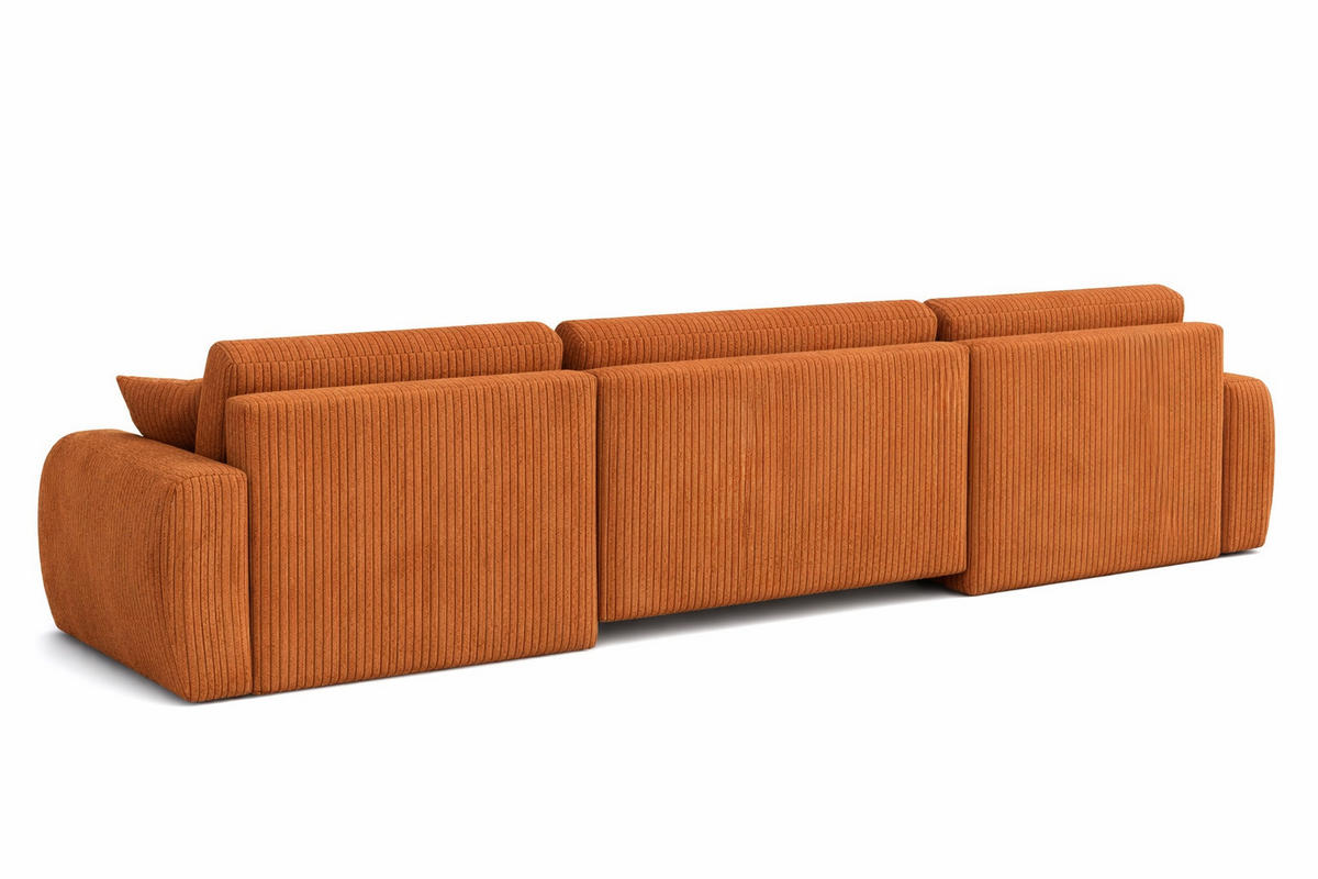 ECKSOFA Mit Schlaffunktion Und Bettkasten U-Form Ariel U, Cordstoff Poso, Kupfer - Orange, Holz (342/142cm) - Kaiser Möbel