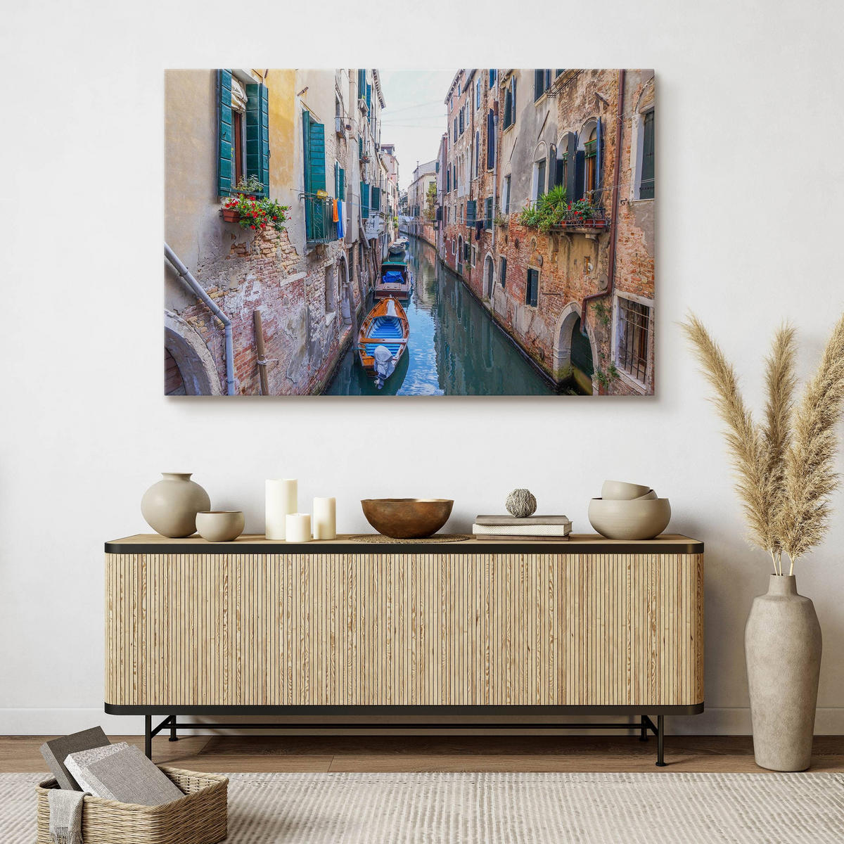 LEINWANDBILD Für Wohnzimmer Venedig Stadtarchitektur 3D 100x70 - Blau/Beige, Textil (100/70cm) - Muralo