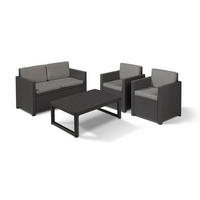 LOUNGESET Victoria mit Tisch Lyon in anthrazit - Anthrazit, Kunststoff - Allibert