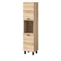 MIDSCHRANK Eiche 30 cm, Badschrank stehend oder hängend - Eichefarben/Schwarz, Holzwerkstoff/Kunststoff (30/125/29cm) - Inn.Furn