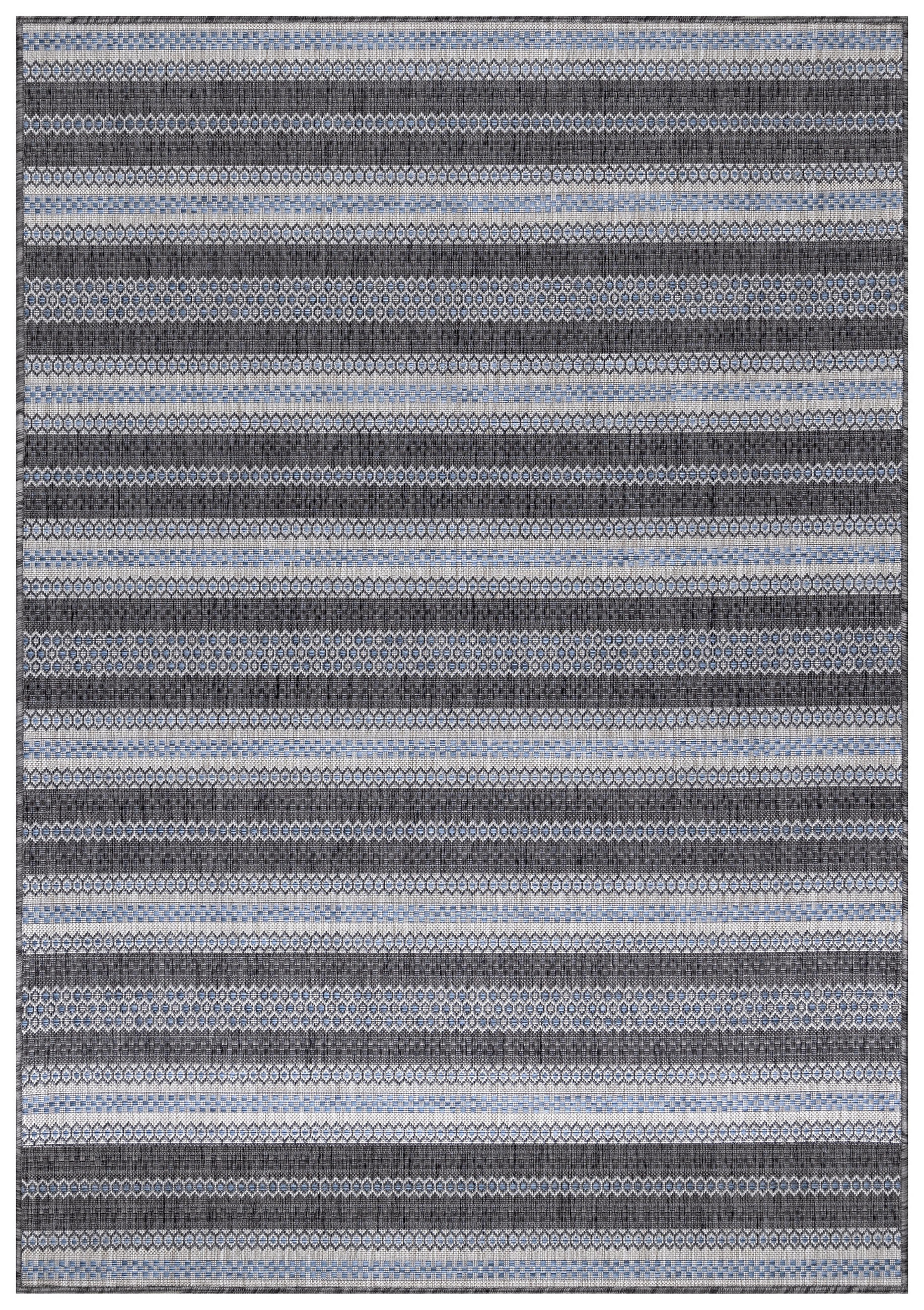 TEPPICH Outdoor Flachgewebe Vintage-Look Polypropylen Balkon Schwarz Rechteckig 240x340 - Schwarz, Textil (240/340cm) - KADIMA DESIGN