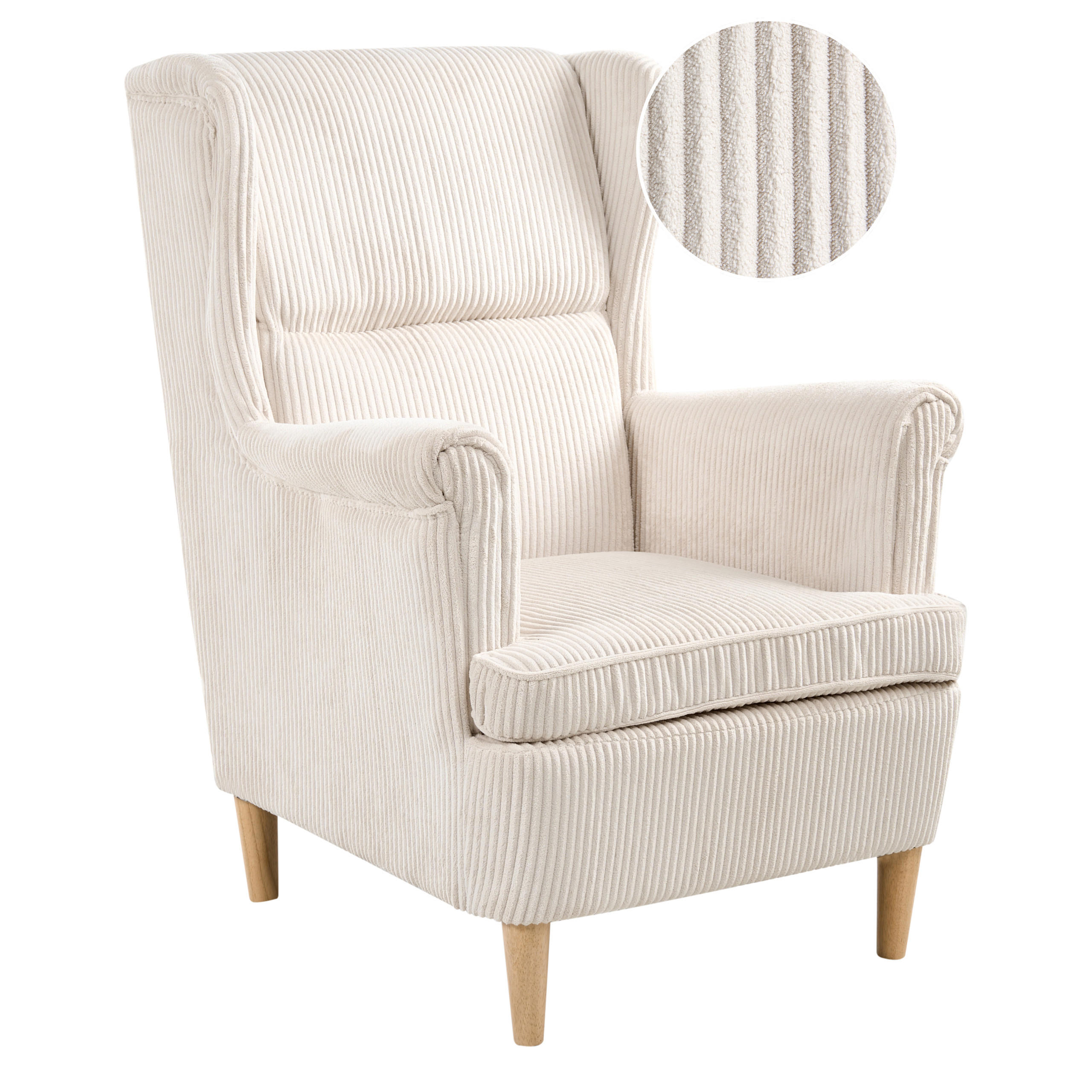 OHRENSESSEL Hellbeige Abson - Beige/Braun, Textil (64/100/65cm) - Beliani