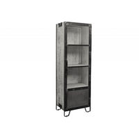 VITRINE Mango 60x40x180 grau lackiert HEAVY INDUSTRY #140 - Grau, Holz (60/180/40cm) - Massivmoebel24
