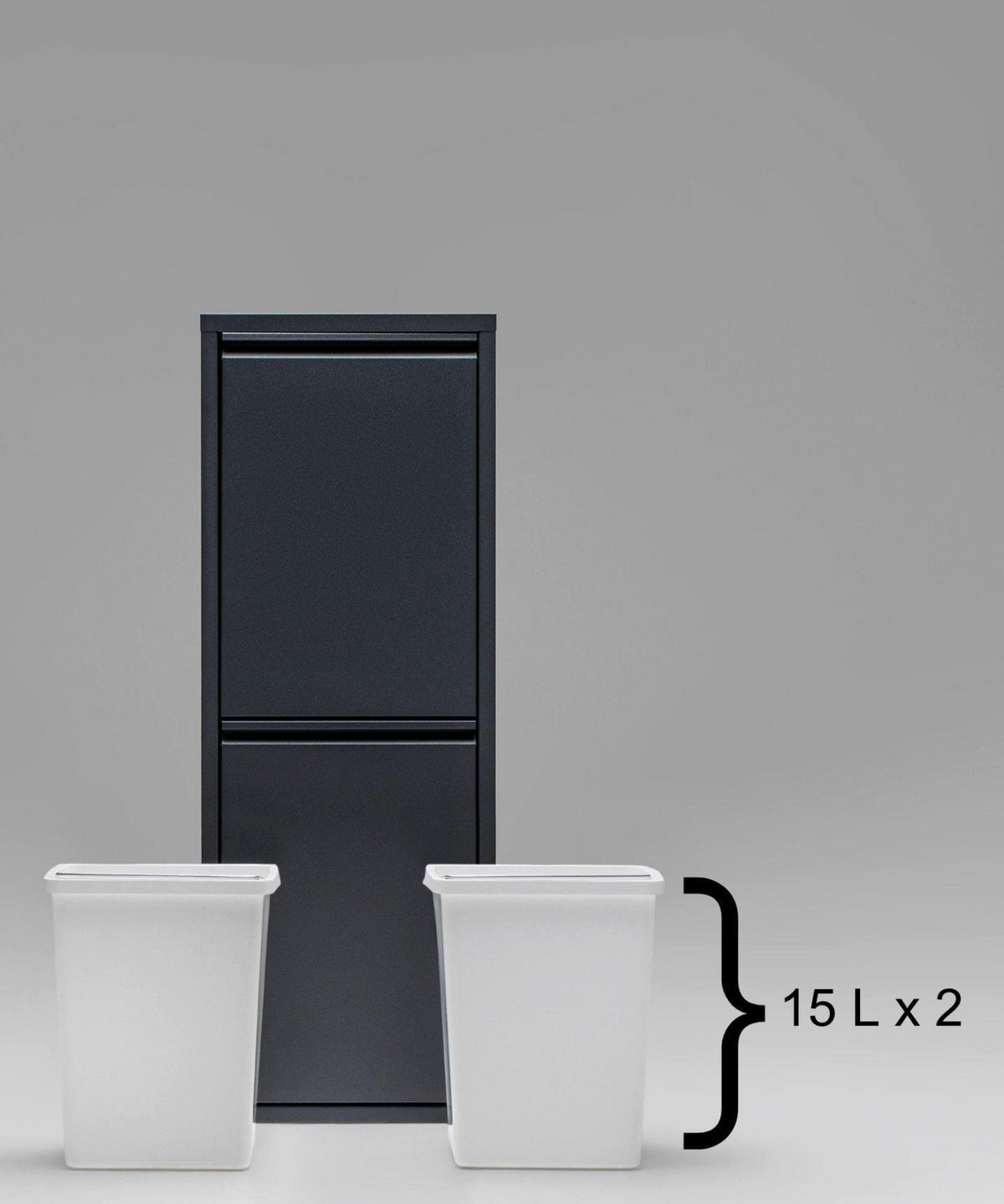 MÜLLEIMER 2 Fach Anthrazit Mülltrennsystem aus Metall - Anthrazit, Metall (33/92/25cm) - Gowoll
