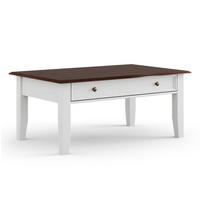 COUCHTISCH Belluno Elegante Kiefer weiß (RAL9010) lackiert / Kiefer gebeizt, Nussbaumfarben 122 / 70 / 48cm - Nussbaumfarben/Weiß, Holz/Metall (70/122/48cm) - Feldmann-Wohnen