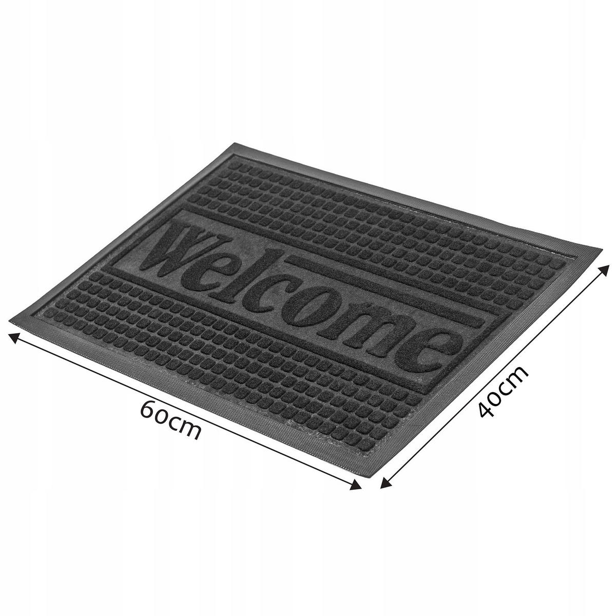 FUSSMATTE „Welcome“, 60 x 40 cm, Graphit - Schwarz, Kunststoff (60/40cm) - KADAX