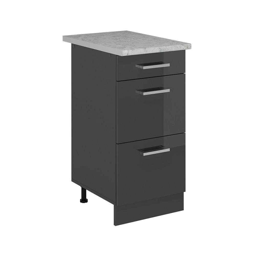 KÖKSUNDERSKÅP R-Line Antracit högblank 40 cm AP marmor Svart högglans, Antracit 81.6/40/60 cm