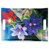 TABLETT Bergblume, rechteckige Serviertablett mit Griff 38x27 cm - Blau, Kunststoff (27/3/38cm) - Lashuma