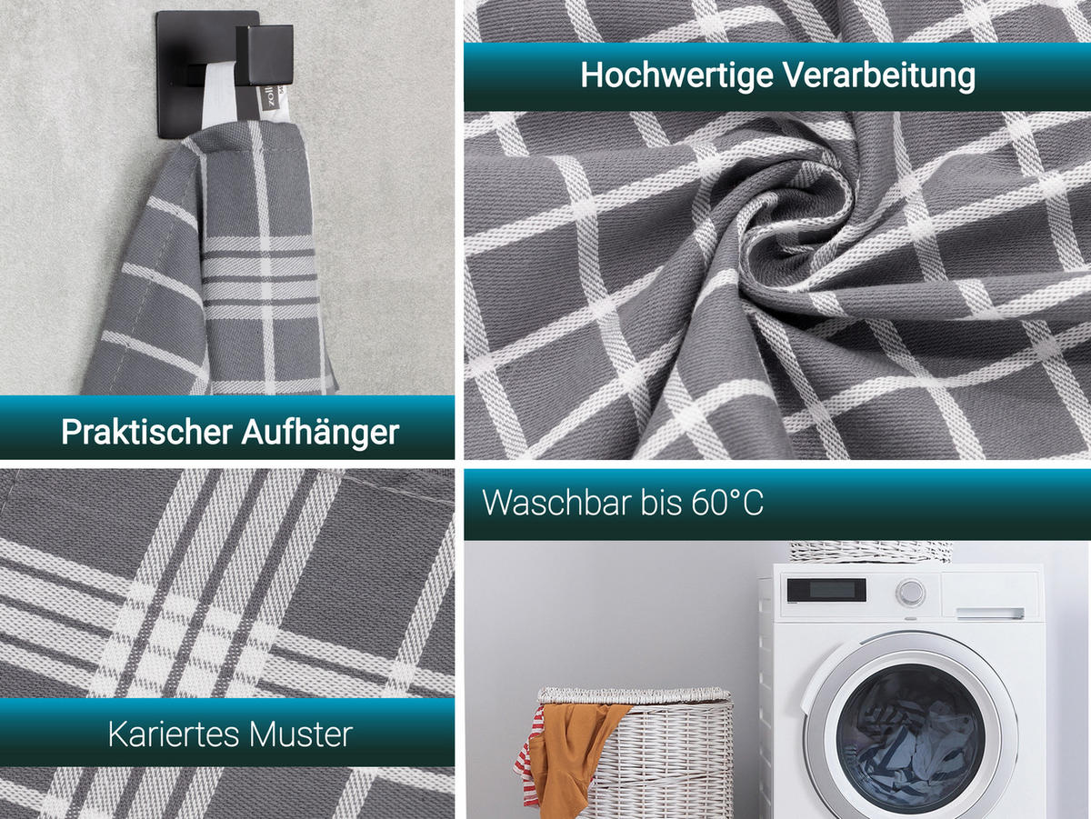 GESCHIRRTÜCHER, 5er-Set, 50x70 cm, 100% Baumwolle, Grau - Grau, Textil (50/70cm) - Zollner