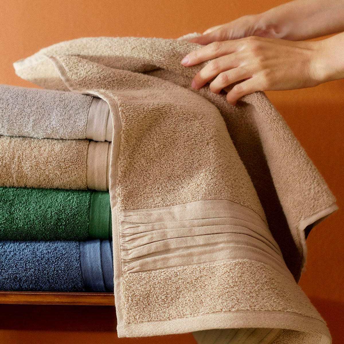 BADETUCH Meride beige 70/130 cm - Beige, Textil (70/130cm) - Homla