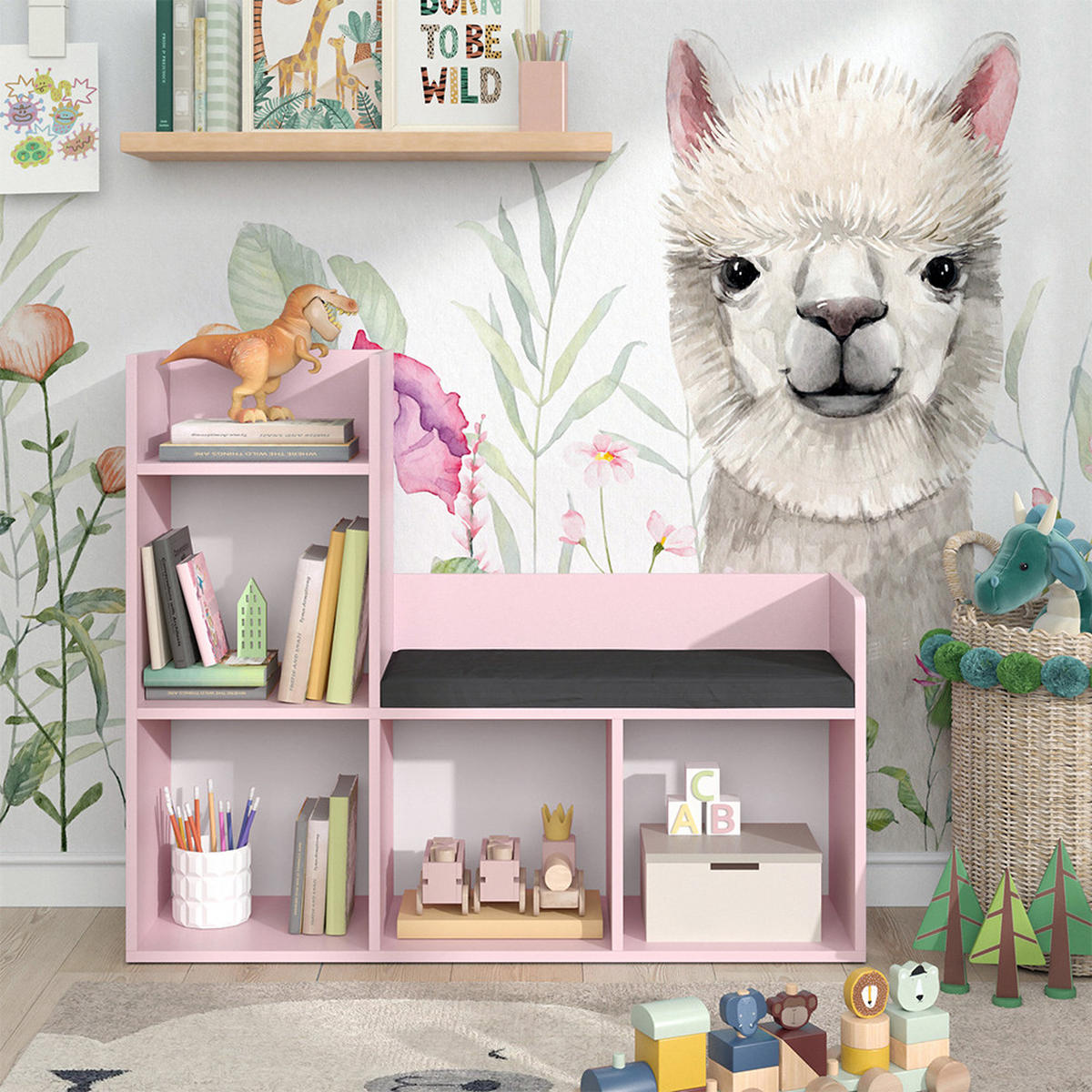 KINDERREGAL Luigi Rosa 107.2 x 88.6 cm ohne Faltboxen - Rosa, Holzwerkstoff (107.2/88.6/30.9cm) - Vicco