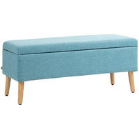 TRUHENBANK DE-07108 Leinenoptik, bis 220 kg Blau - Blau, Holz/Textil (39/45/110cm) - ComfortXL