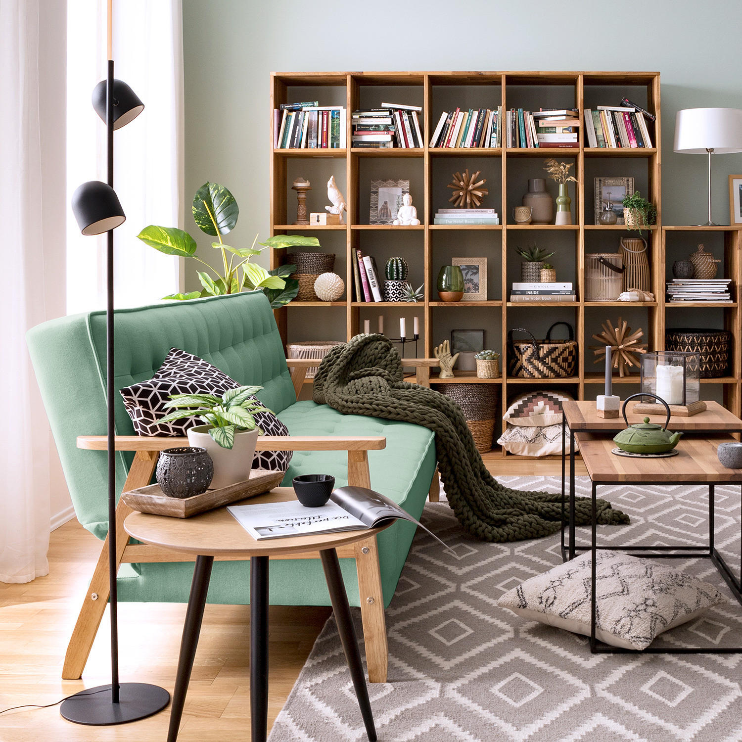 SCHLAFSOFA - Mintgrün, Textil (204/85/86cm) - home24