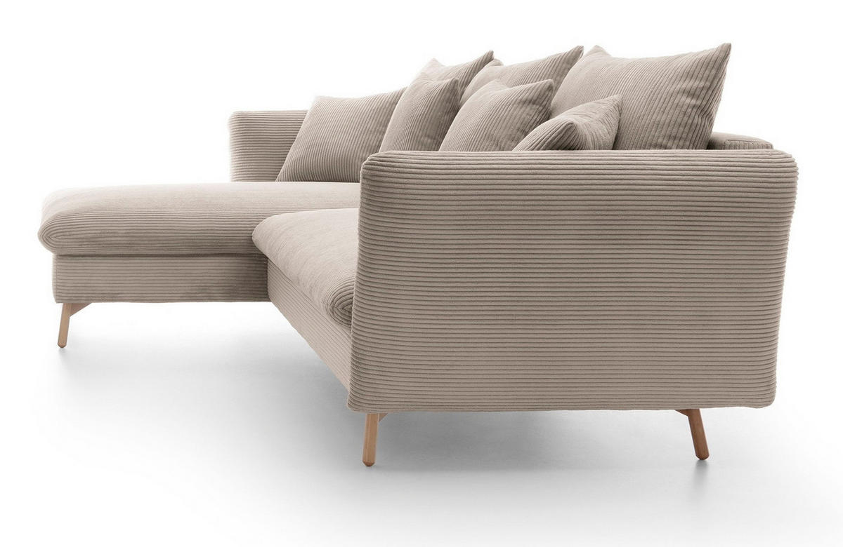 ECKSOFA Savona L-Form 260 cm, Cordstoff, Links, Beige - Beige, Holz (258/167cm) - Emporius