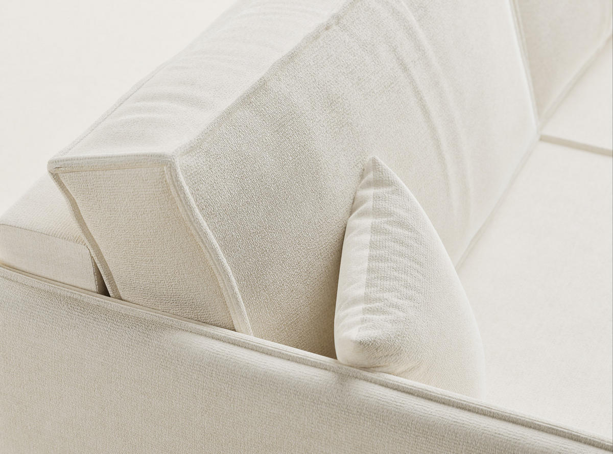 SOFA MIT SCHLAFFUNKTION Obra Creme Chenille-Stoff - Creme/Schwarz, Holz/Holzwerkstoff (220/70/107cm) - Maison de Reve