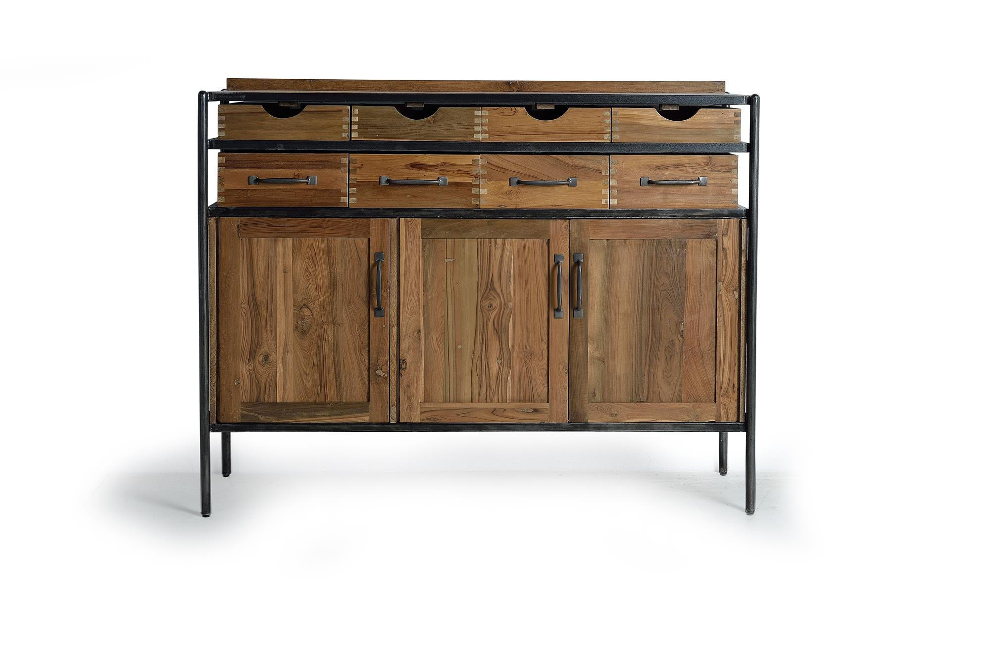 SIDEBOARD aus Teak- und Mangoholz und braunem Metall - Braun, Holz (40/110/140cm) - Giner y Colomer