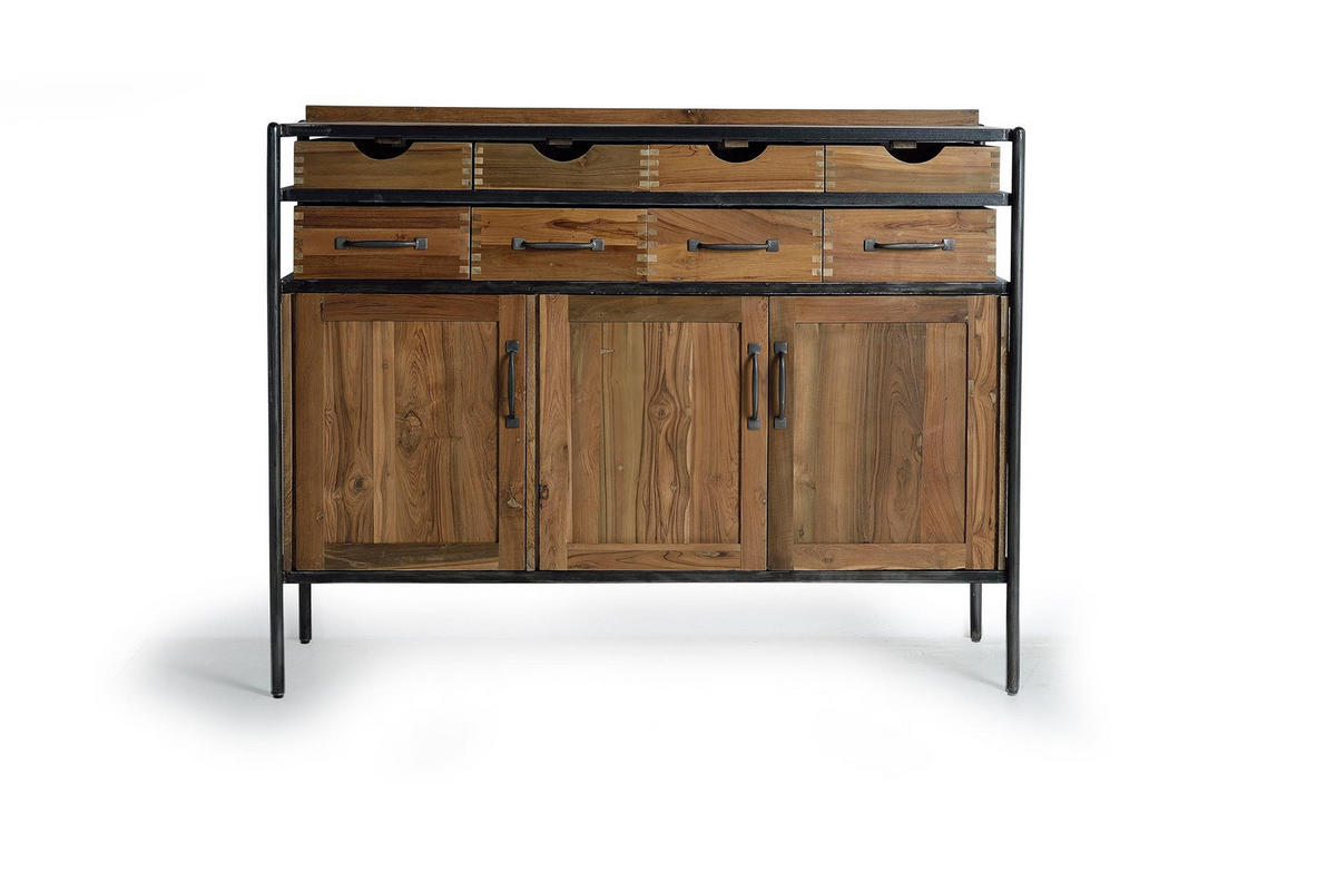 SIDEBOARD aus Teak- und Mangoholz und braunem Metall - Braun, Holz (40/110/140cm) - Giner y Colomer