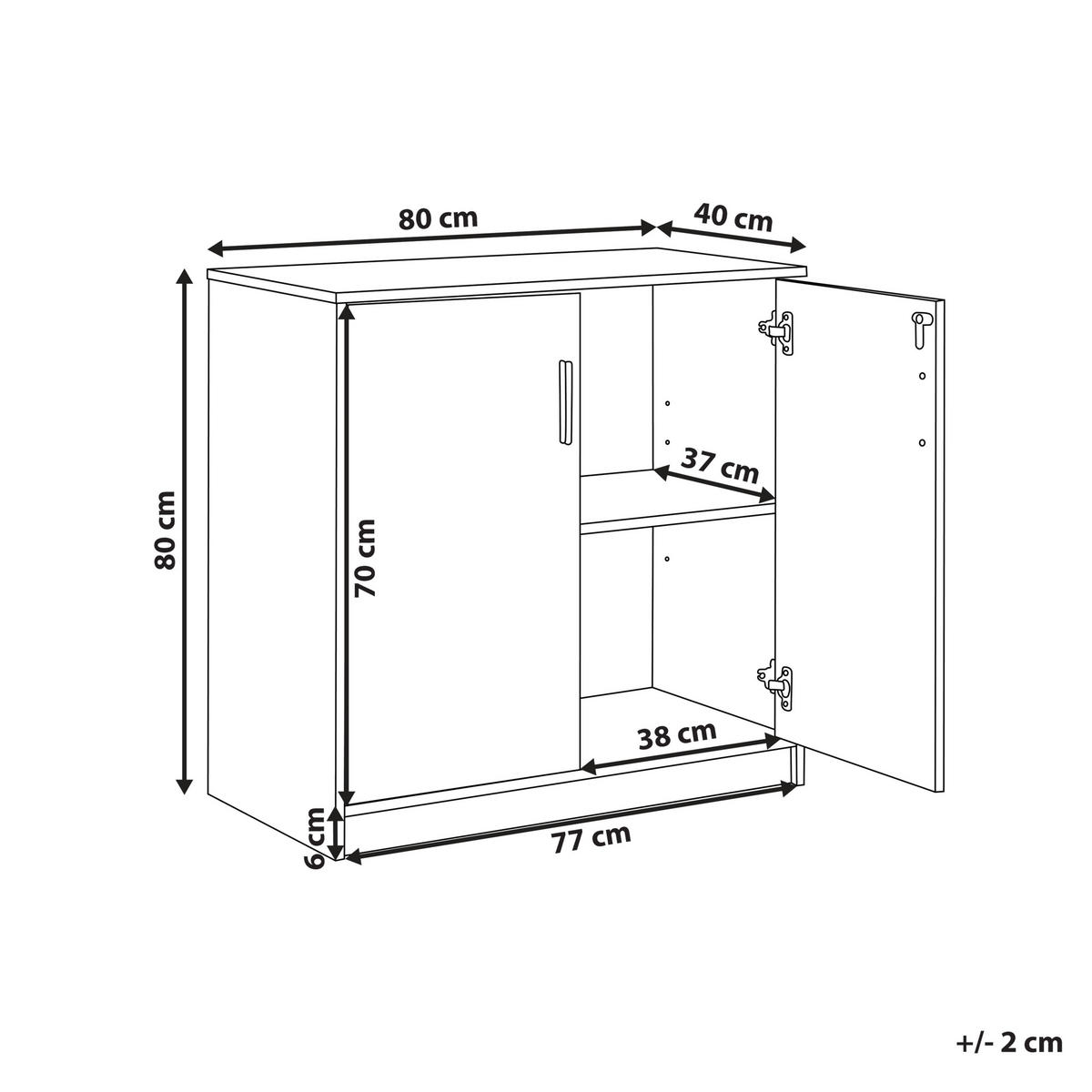 AKTENSCHRANK heller Holzfarbton/schwarz 80 cm 2 Türen Zehna - Hellbraun/Schwarz, Holzwerkstoff (80/80/40cm) - Beliani