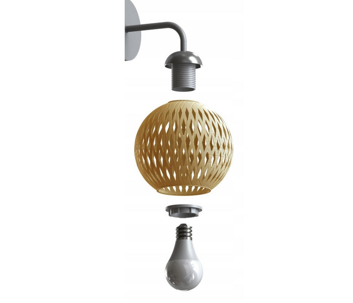 WANDLEUCHTE BOHO - Beige/Schwarz, Holz/Metall (19/25/15cm) - kiki design