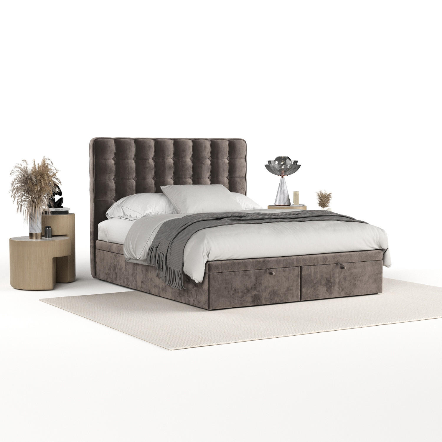 POLSTERBETT Celestia mit Stauraum 120/200 cm Braun im Lotta Stoff - Schwarz/Braun, Holz/Holzwerkstoff (120/200cm) - AltaBeds