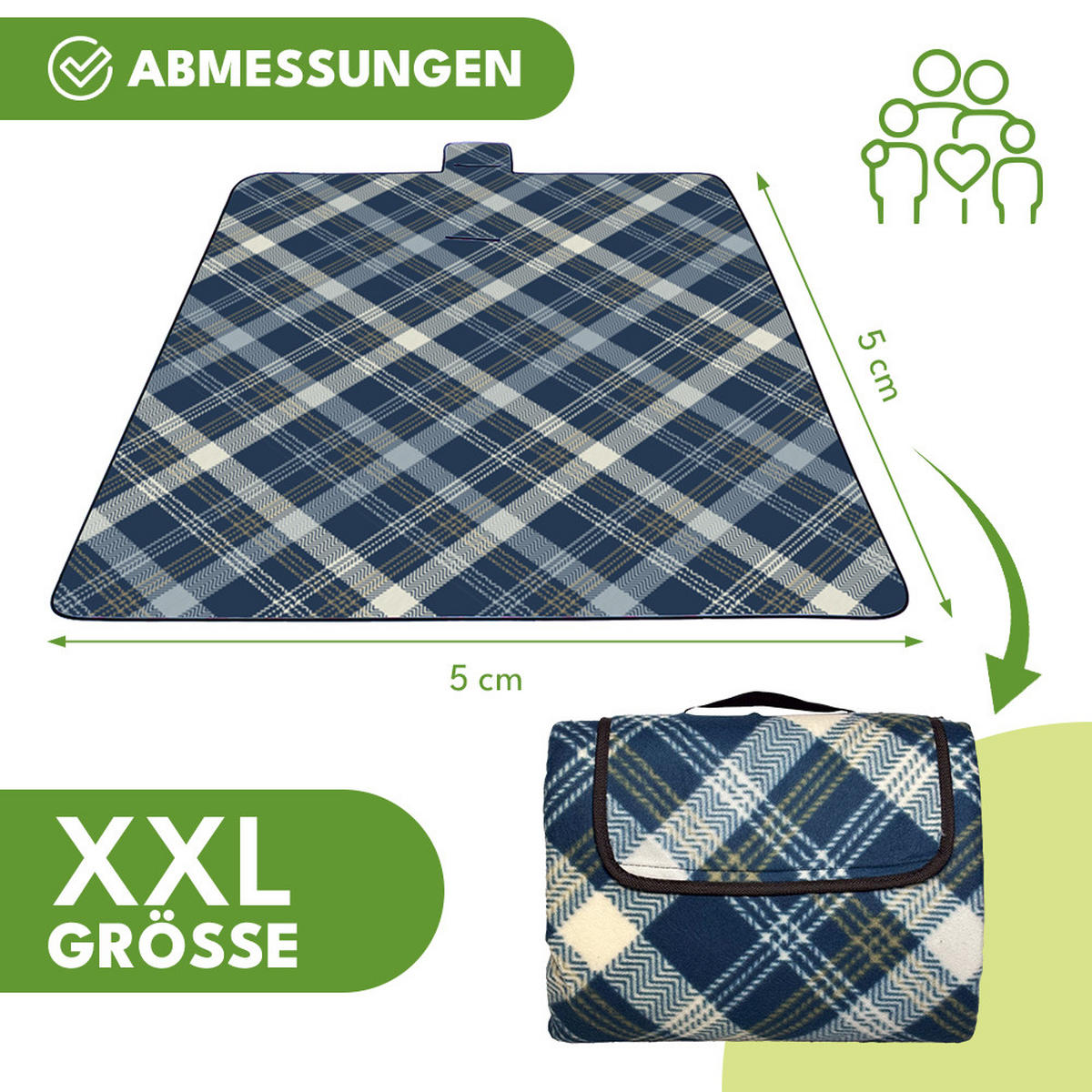 PICKNICKDECKE - Dunkelblau, Textil (200/200cm) - KRUMAD