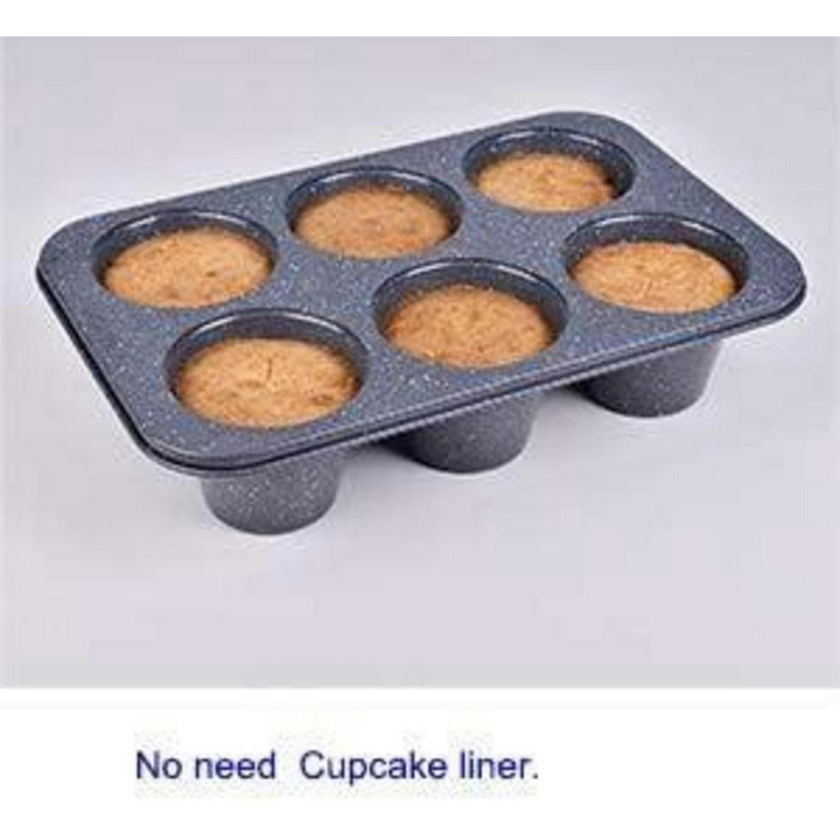 MUFFINFORM 6er Set Karbonstahl Granitoptik - Anthrazit, Metall (22.5/7.5/34.5cm)