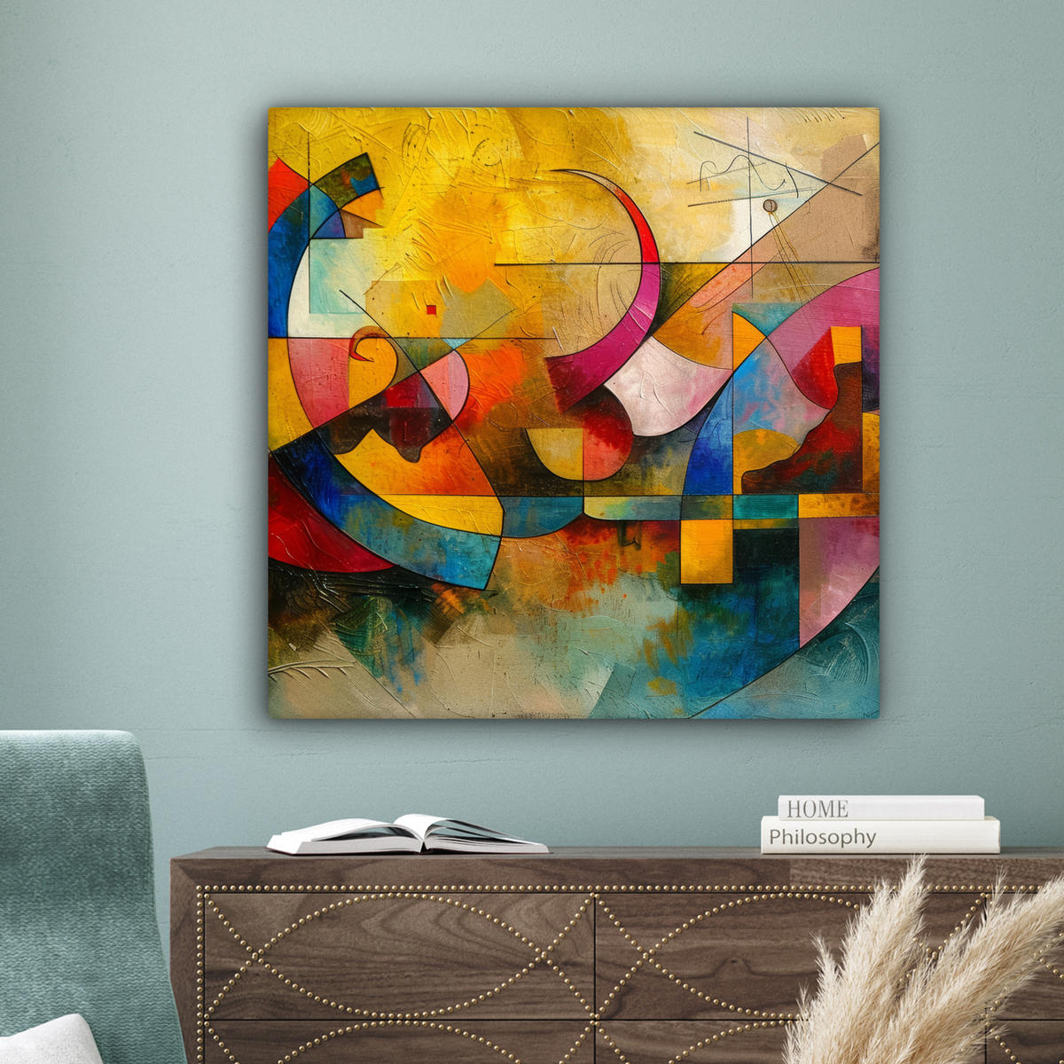 LEINWANDBILD Kunst - Abstrakt - Modern Deko Groß 90x90 cm - Gelb, Textil (90/90cm) - MuchoWow