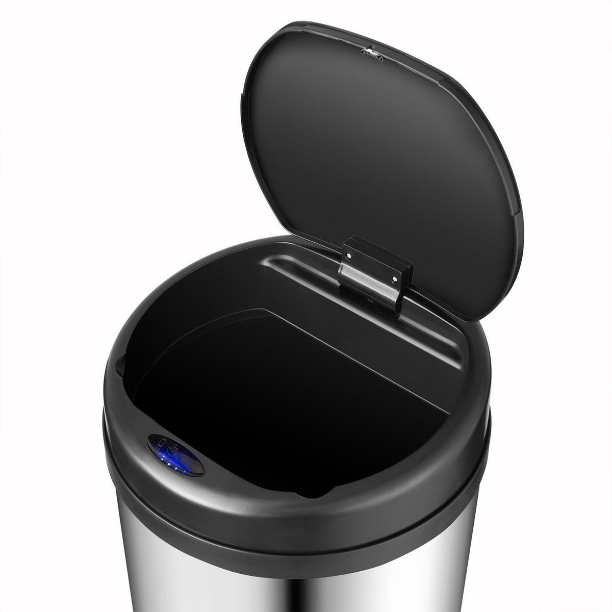 MÜLLEIMER rund 50L silber mit Sensor - Silberfarben, Metall (31/77/31cm) - Juskys