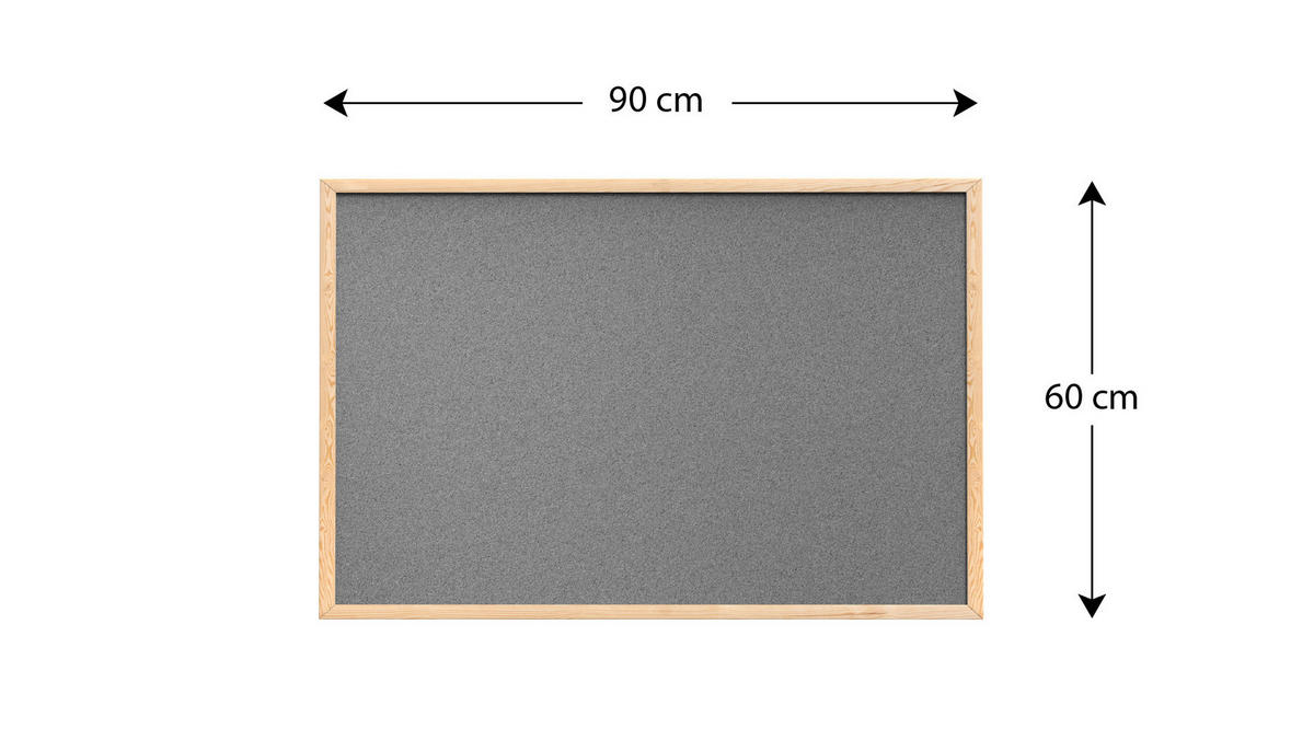 GRAU Pinnwand mit Holz Rahmen 90x60cm - Grau, Holz (90/60/1.5cm) - ALLboards