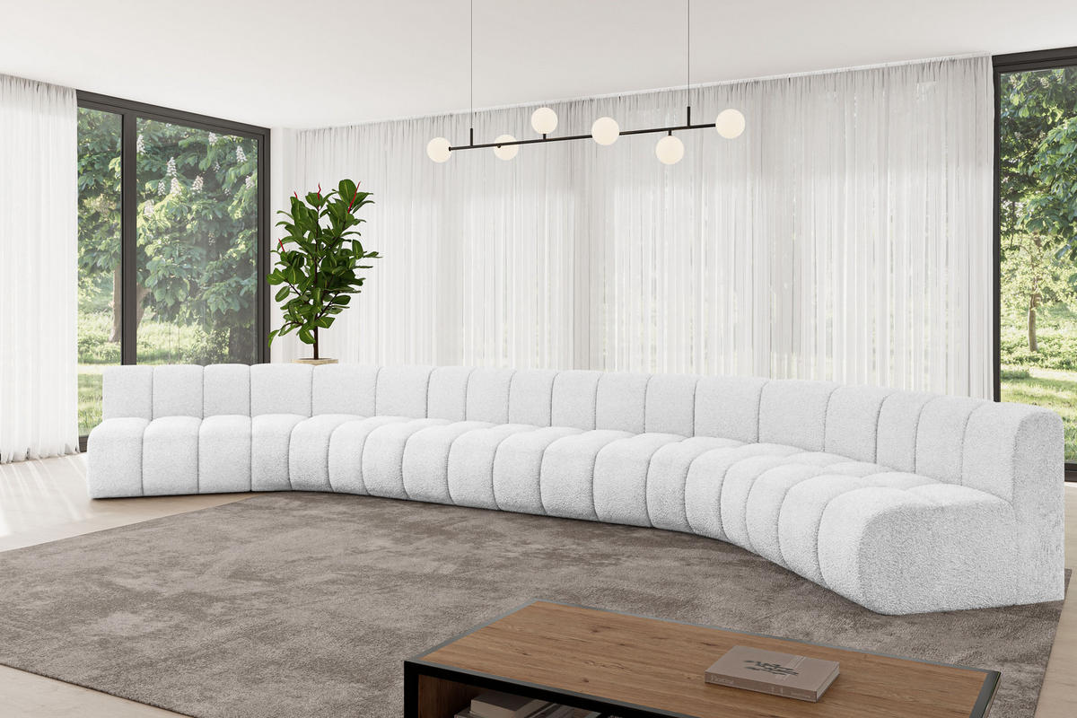 WOHNLANDSCHAFT modulares Sofa Montra-U2 - 581x174x70 cm Weiß - Weiß, Holzwerkstoff/Textil (581/70/174cm) - ALTDECOR