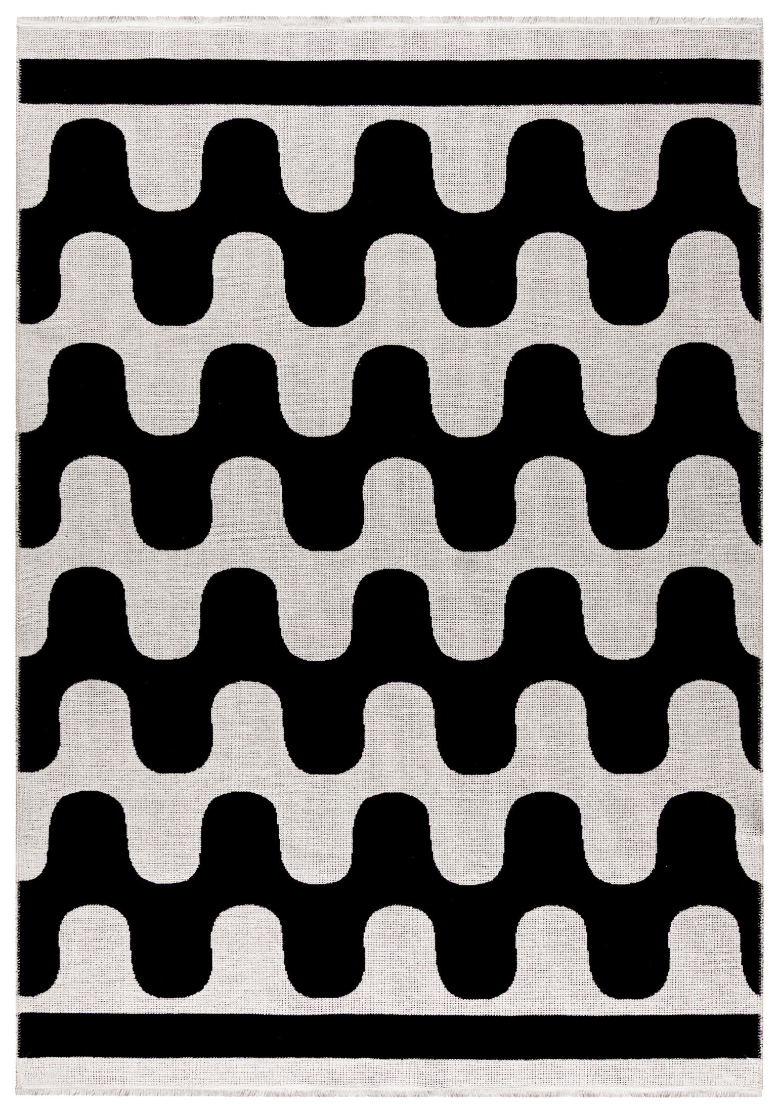 TEPPICH Zweiseitiger Schwarz Modern Abstrakt, Geometrisch - Kurzflor Rechteckig Weich - 80 x 150 cm - Creme/Schwarz, Textil (80/150cm) - Mazovia