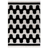 TEPPICH Zweiseitiger Schwarz Modern Abstrakt, Geometrisch - Kurzflor Rechteckig Weich - 200 x 300 cm - Creme/Schwarz, Textil (200/300cm) - Mazovia