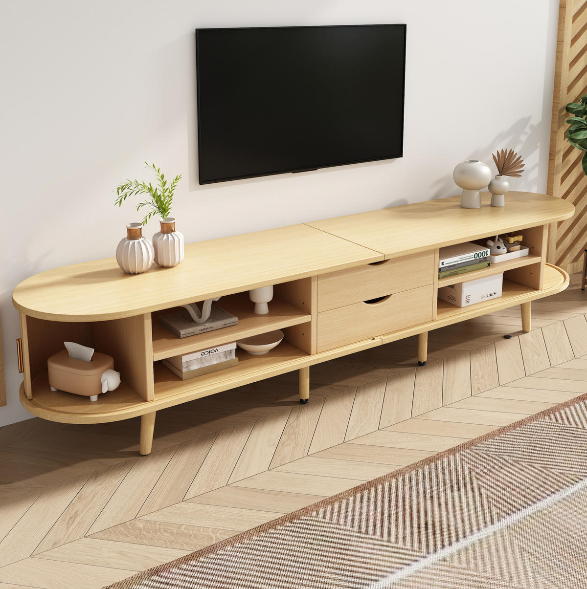TV-ELEMENT mit Stauraum 175 x 40 x 42 cm MDF Oak - Braun, Holzwerkstoff (40/42/175cm) - Beauniv