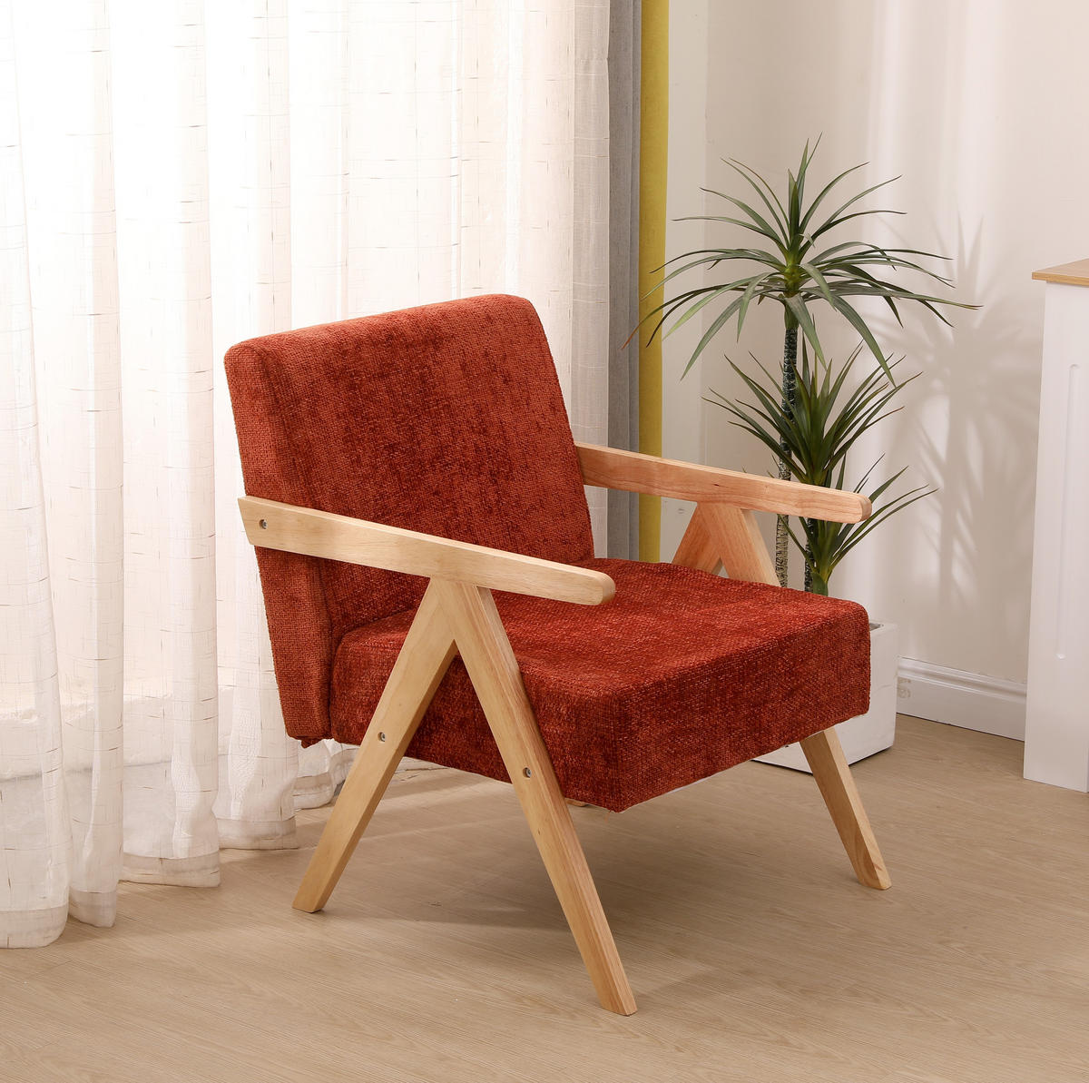 SESSEL Holz Terrakotta - Rot, Holz (64/80/60cm) - Nordlys