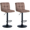 BARHOCKER 2er Set Samt braun - Schwarz/Braun, Textil/Metall (46/94/47cm) - CLP