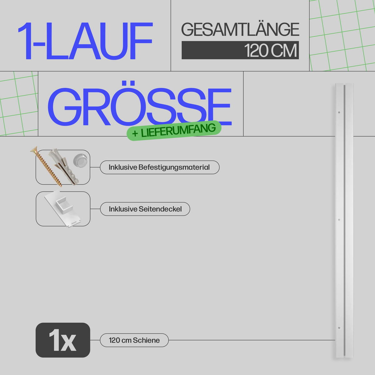 GARDINENSCHIENE - Komplettset inkl. Zubehör 120cm 1-läufig - Weiß, Kunststoff (6/120cm) - Bestlivings