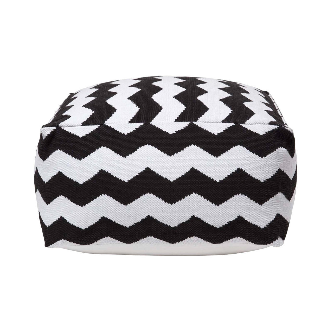 SITZPOUF schwarz-weiß mit Zickzack-Muster 60/60/30 cm - Schwarz, Textil (60/30/60cm) - Homescapes