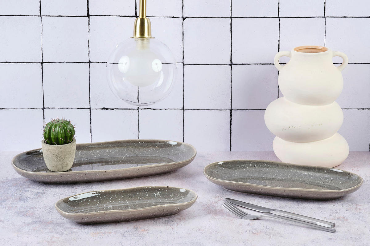 SERVIERPLATTEN Stellar - 3er-Set - Betongrau - Grau, Keramik (1/1/1cm) - Björn