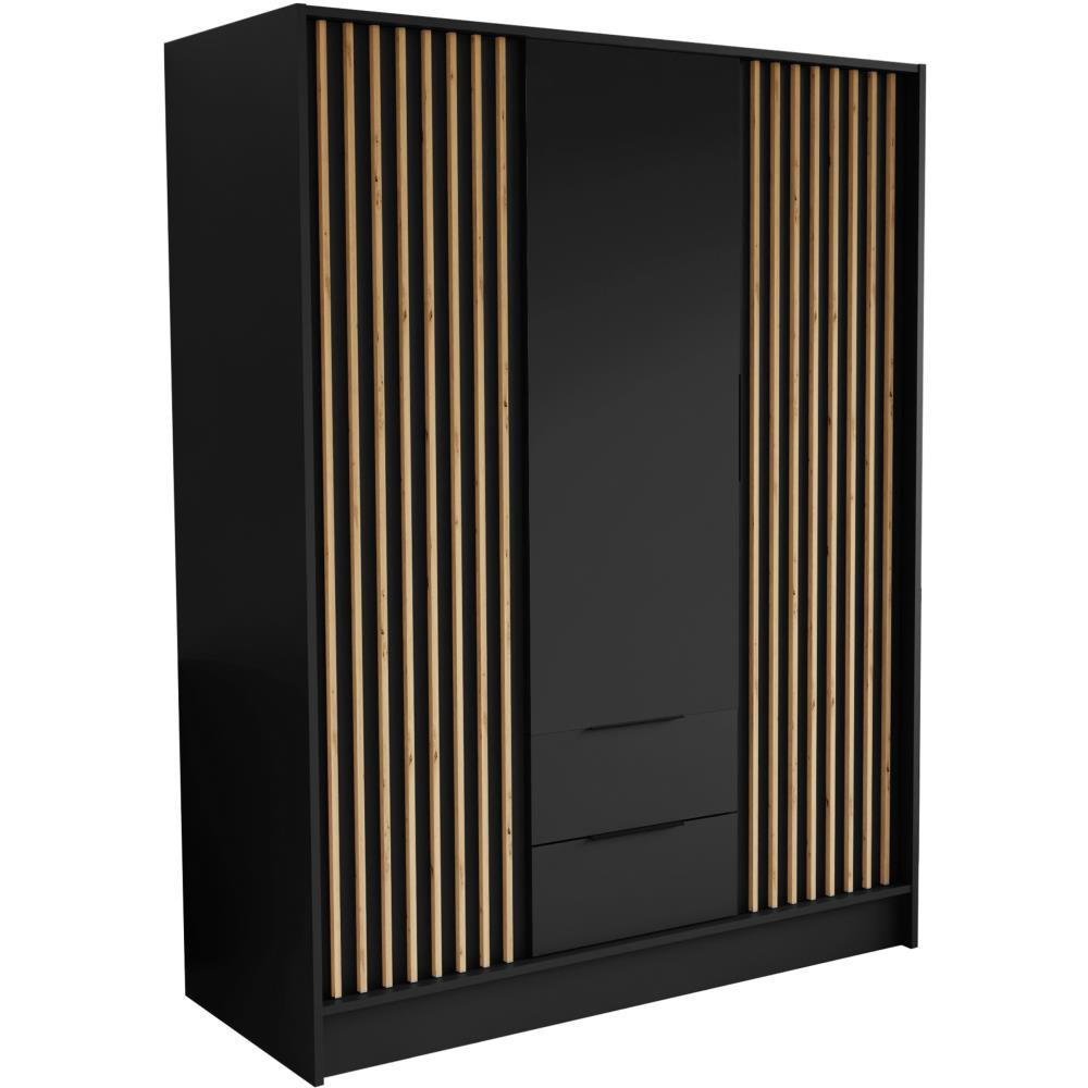 Beautysofa Drehtürenschrank Schwarz 150x200x51 cm