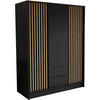 DREHTÜRENSCHRANK Nero 150/51/200 cm mit Lamellen schwarz - Schwarz, Holzwerkstoff (150/200/51cm) - Beautysofa