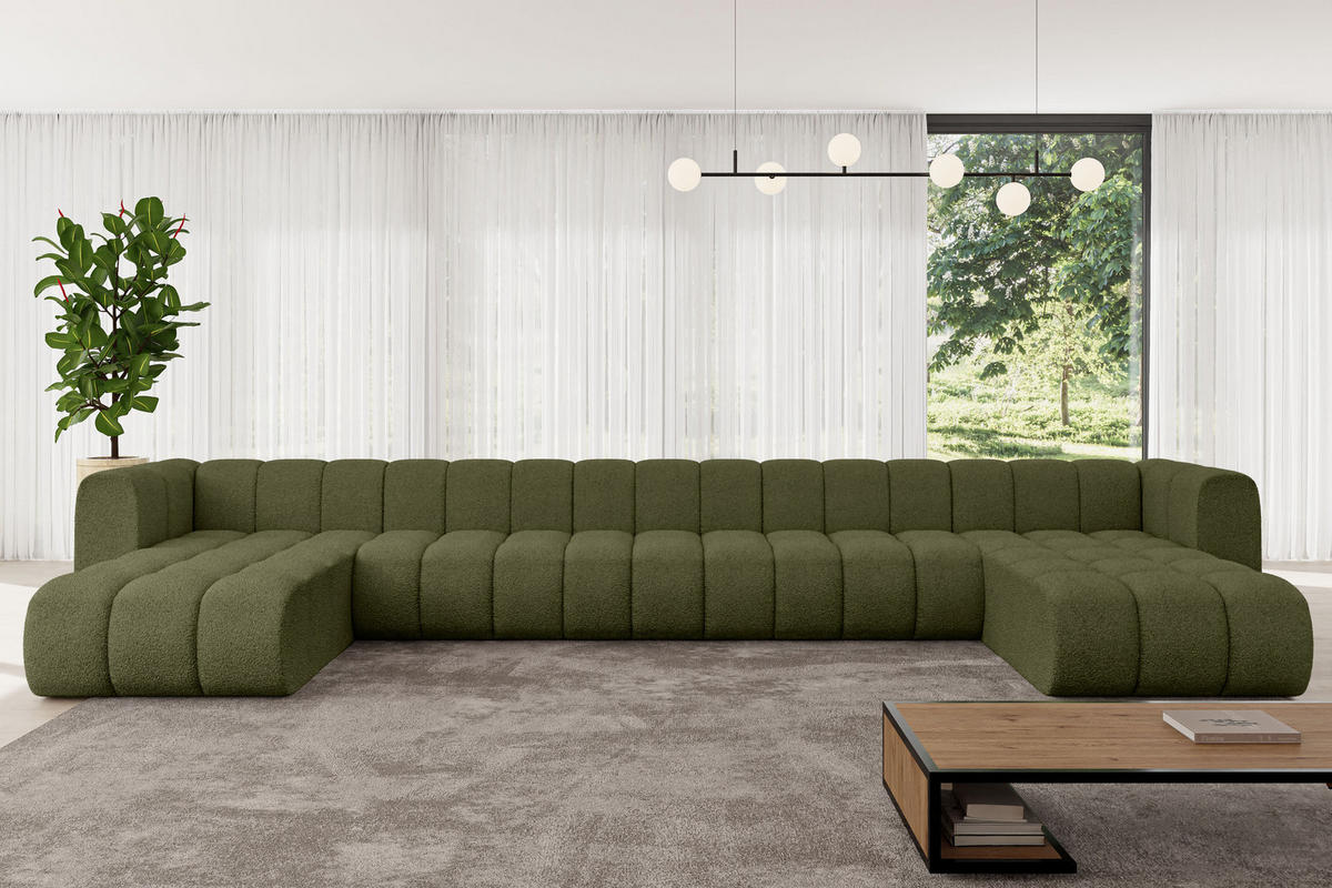 WOHNLANDSCHAFT modulares Sofa Joren-U3 - 501x177x70 cm Grün - Grün, Holzwerkstoff/Textil (501/70/177cm) - ALTDECOR