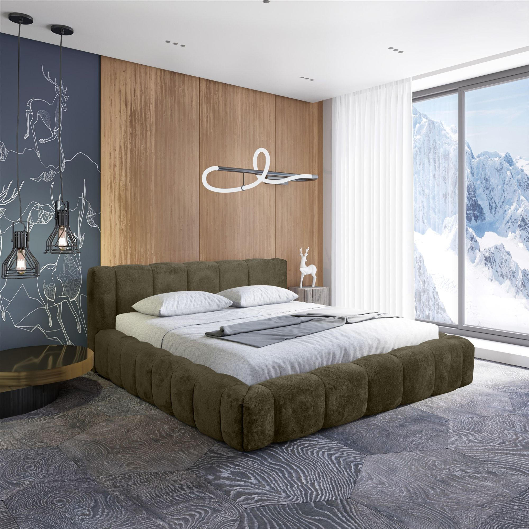 POLSTERBETT Hailey In Tender Way - Grün, Holzwerkstoff/Textil (160/200cm) - Fun Möbel