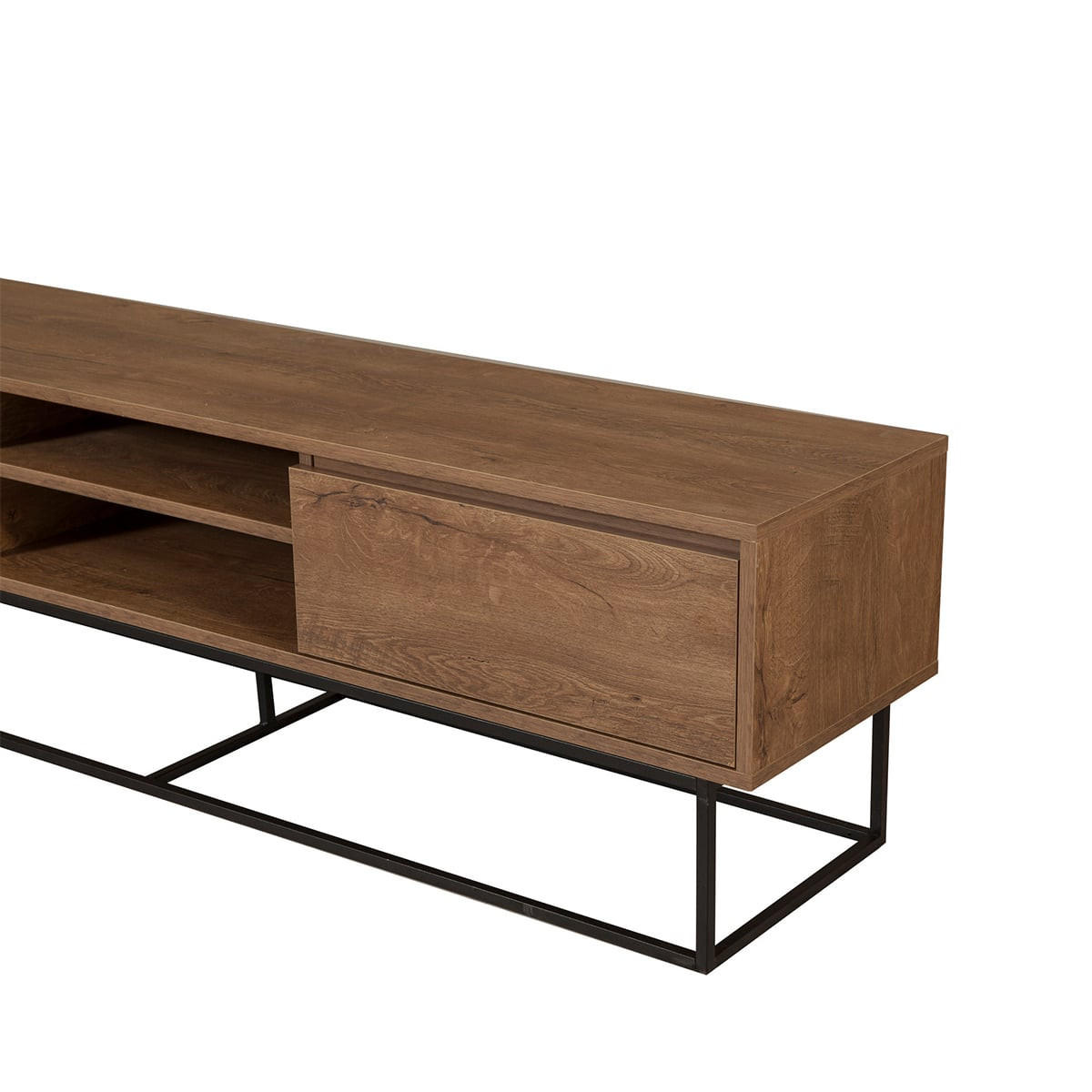 TV-MÖBEL 2 Nischen 2 Schubladen Nussbaum Dekor L180 cm - Rodez - Nussbaumfarben, Holzwerkstoff (40/50/180cm) - Calicosy