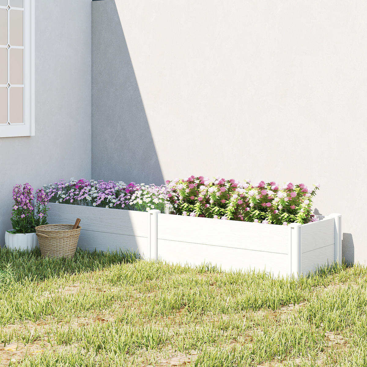 HOCHBEET Kunststoff Weiß - Weiß, Kunststoff (54/33/197cm) - Outsunny