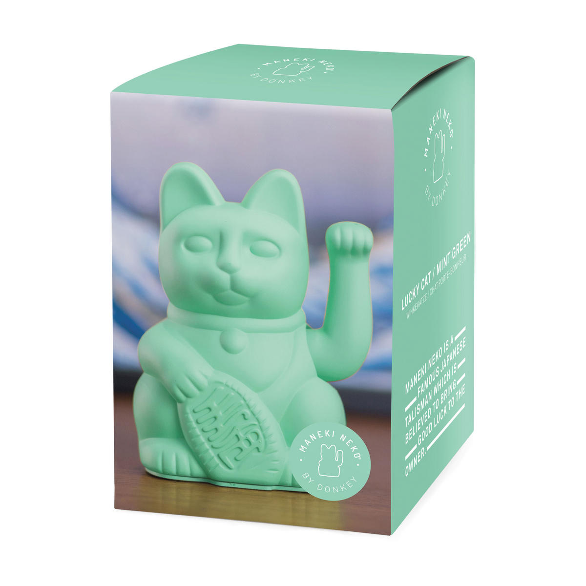 WINKEKATZE Lucky Cat Maneki Neko, Kunststoff, Mint Green, 15 cm - Grün, Kunststoff (10.5/15/9cm) - Donkey Products